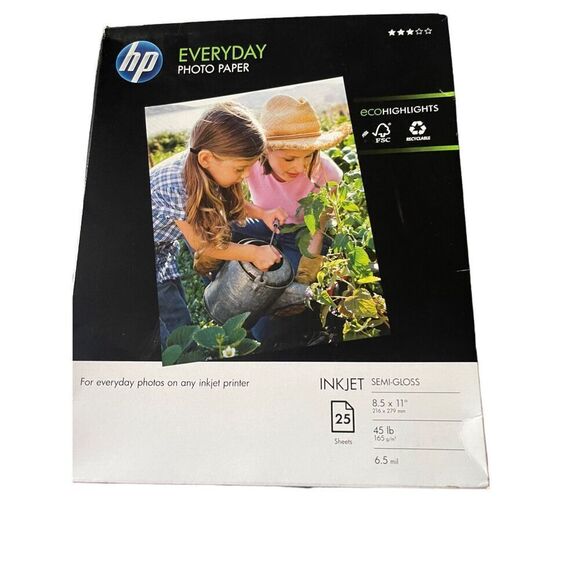 New HP Everyday 25 Sheet Letter 8.5 x 11-Inch Inkjet Semi-Gloss Photo Pape - Picture 5 of 11